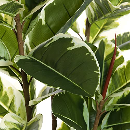 FLOWORLD 6ft Artificial Rubber Tree Plant Faux Ficus Tree with Pot - Large Indoor House Decor