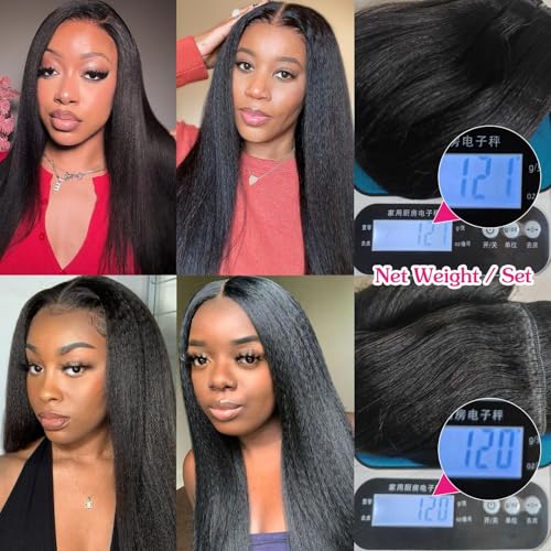 CZAAKX 16 Inch 120g Yaki Straight Clip-in Hair Extensions Natural Black for Women