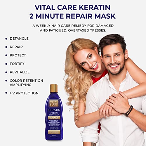 Vital Care Keratin Hair Repair Mask - Hydrating Deep Conditioning Treatment for Damaged Hair