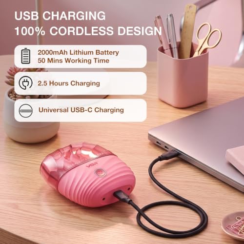 Mini Hair Straightener Comb with 2 Heat Settings - Pink, Portable & Wireless