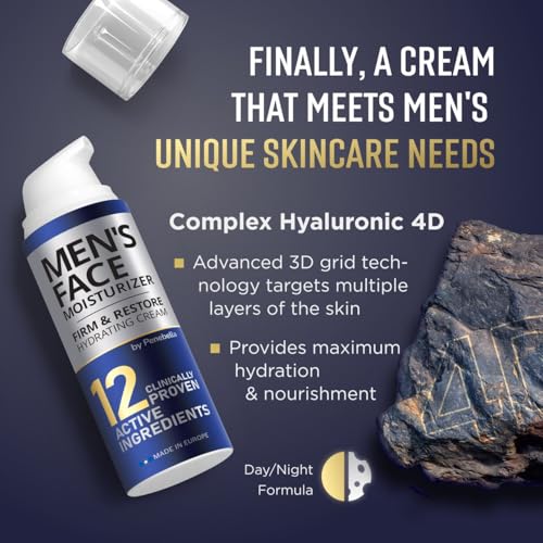 Mens Face Moisturizer Cream - Anti Aging & Wrinkle Face Cream - Mens Facial Moisturizer - Retinol, Collagen, Peptides, Shea Butter, Vitamins E & A - Facial Skin Care Eye Lotion - Day & Night ? 4 oz