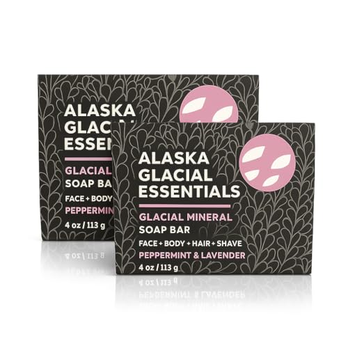 Cold-Process Clay Soap Bar with Peppermint & Lavender 4oz Pack of 2 - Alaska Glacial Essentials