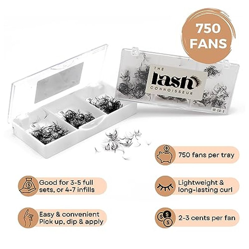 5D - D Curl 750 Fans Mixed Promade Fans Lash Extensions | TLC Lash Supplies 4D to 16D Premade Fans 7 mm to 16 mm Mixed Length Thin Base Premade Fans Eyelash Extensions (5D - D Curl, 7-8-9 mm)
