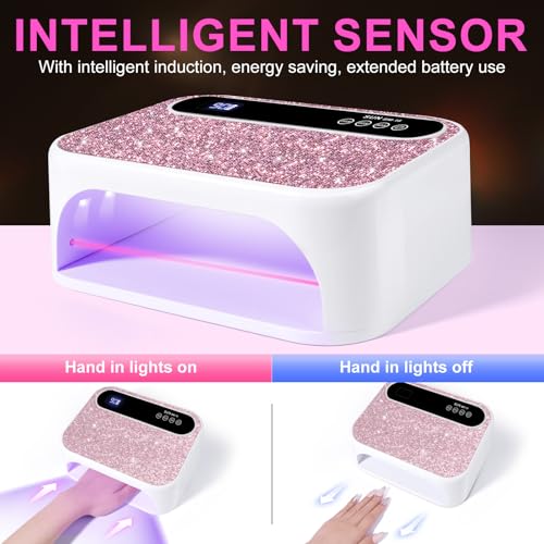 Pink Diamond LED Nail Lamp with Auto Sensor - Professional UV/LED Gel Curing