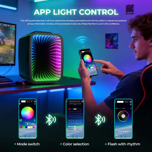 BEICHEN 4L Mini Fridge Black with APP Light Controller for Gaming & Bedroom