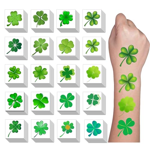 Y&C TENCOB 100 PCS St. Patrick's Day Shamrock Temporary Tattoos for Women Men Teenagers, Best Choice for St. Patrick's Day DIY Party Decoration Favors (StPatricksDay)