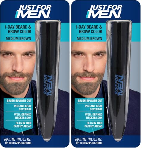 1-Day Beard & Brow Color Medium Brown Pack of 2 – Temporary Gray Cover & Fill-In