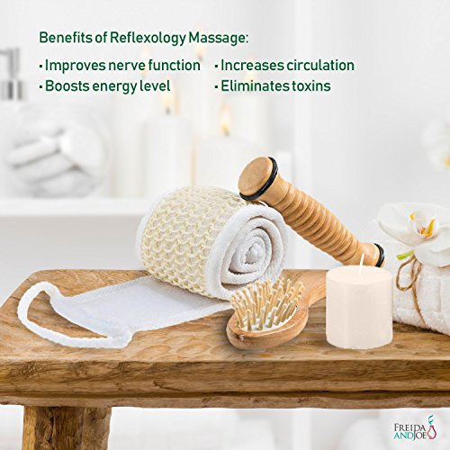 Wooden Massage & Reflexology Kit for Women at-Home Spa Kit for All-Over Body Relaxation & Rejuvenation with Fresh Cucumber Melon Aromatherapy Bath & Body Set Gift ? Mother's Day Gift for Mom