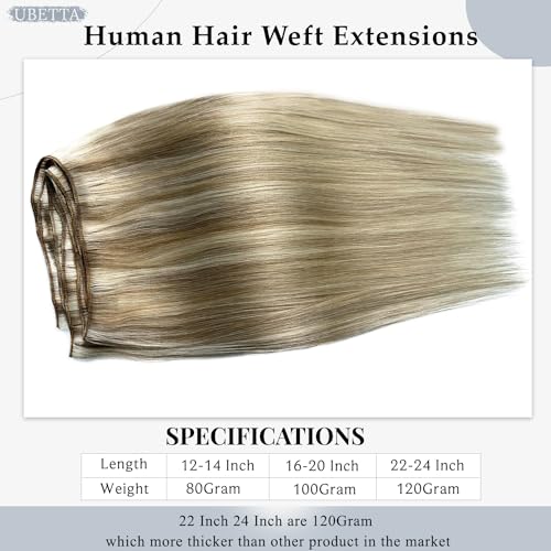 Ash Blonde Balayage Sew In Hair Extensions 14 Inch Human Hair Weft - Variation #18/60