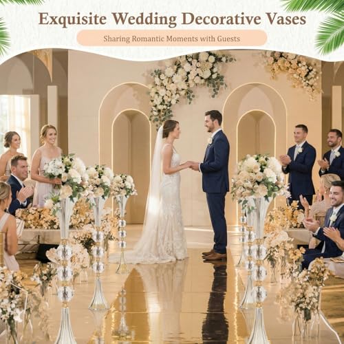 4 Pcs Tall Crystal Acrylic Trumpet Vases for Centerpieces Wedding - Variation of Trumpet Base