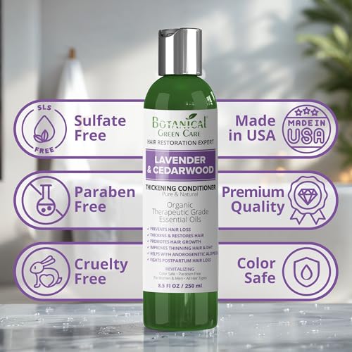 Botanical Green Care Lavender & Cedarwood Conditioner for Hair Growth & Thickening - Color Safe, Natural Hair Care