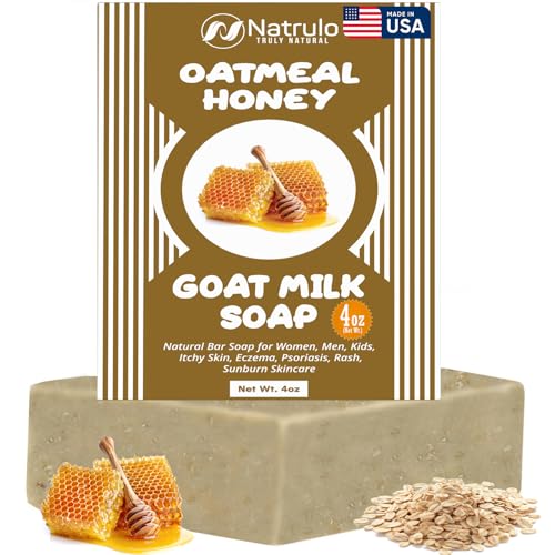 Cactus Honey & Oats Goat's Milk Soap Bar 4 oz ? Natural Bar Soap for Women, Men, Kids, Itchy Skin, Eczema, Psoriasis, Rash, Sunburn Skincare ? Calming Colloidal Oatmeal Face Cleanser & Body Wash