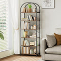 Homhedy 6-Tier Arched Bookshelf - 23.6W Tall Rustic Book Storage Rack