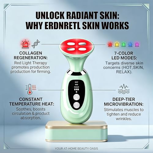 3-in-1 Facial Massager for Face Neck & Scalp - Green, Rechargeable Skin Care Device