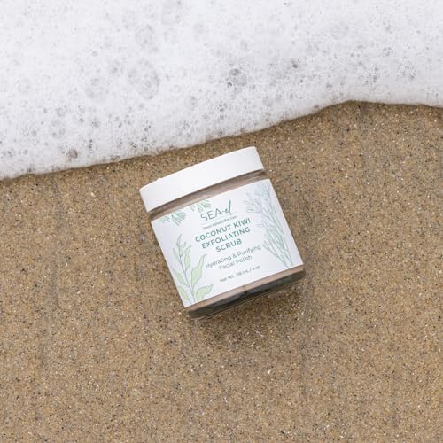 Sea-El Coconut Kiwi Exfoliating Face Scrub - Hydrating & Anti-Aging Facial Cleanser, 4 Oz
