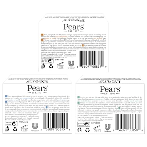 Glycerin Bar Soap 12-Pack - Hydrating Natural Pears Soap for Face & Body - 3.53 Oz