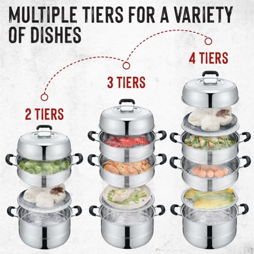 Concord 3-Tier Stainless Steel Steamer Set 32 cm - Multi-Use Kitchen Cooker