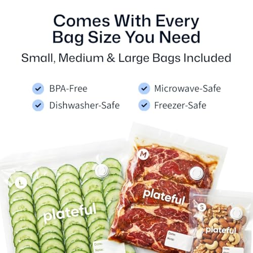 Vacuum Sealer for Food with 30 Bags - Cordless Handheld Food Saver - Keeps Food Fresh 5X Longer