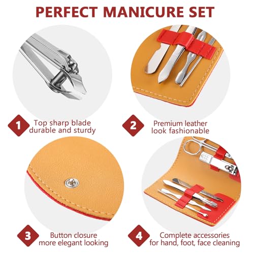 Lanties Red 12-Piece Mini Manicure Set 7-in-1 Nail Clipper Kit for Hands & Feet