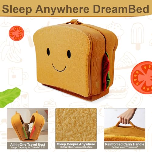 LIFTOZA Toddler Travel Bed Sandwich Style for Kids 2-6, Foldable Portable Cot with Safety Rails, Washable Cover