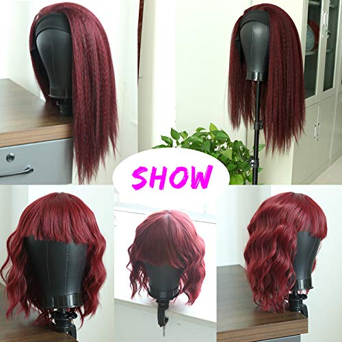 Bileaf 22 Inch Black Leather Canvas Mannequin Head with Stand for Wigs Making