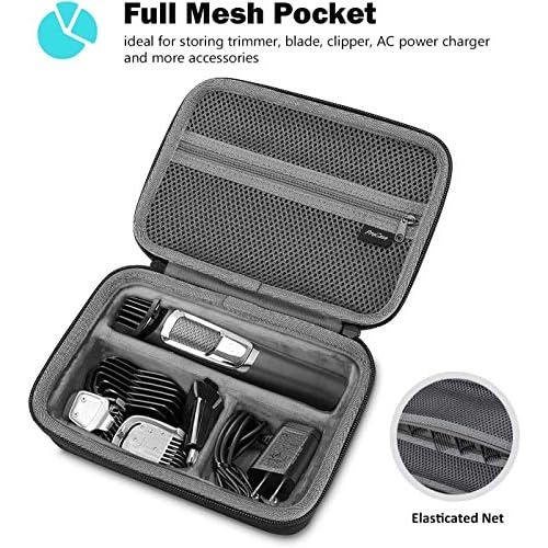 ProCase Hard Travel Case for Norelco Multigroom Series 3000 5000 7000 MG3750 MG5750/49 MG7750/49 Men's Electric Trimmer Shaver and Attachments -Black