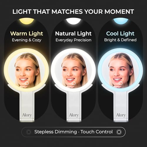 Travel Makeup Mirror with Lights and 10X Magnification – Rechargeable Compact Vanity Mirror with 3 Light Modes