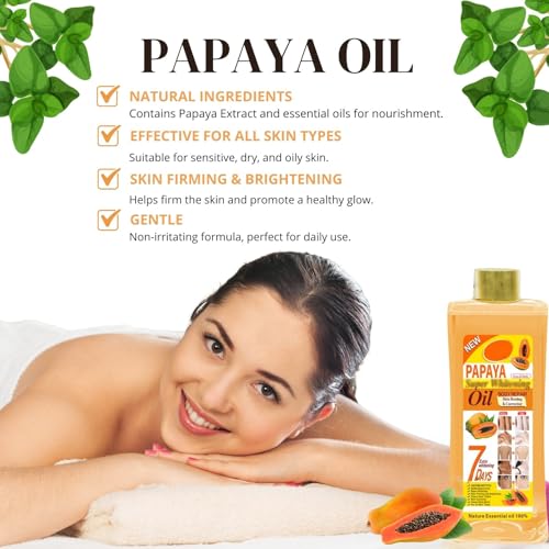 1000ml Papaya Oil for Skin Brightening - Organic Papaya Oil for Face - Soft 7 Body Oil, Moisturizing