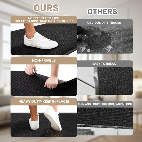 Black 4' x 6' Commercial Rubber Entrance Mat - Heavy Duty Indoor Outdoor Door