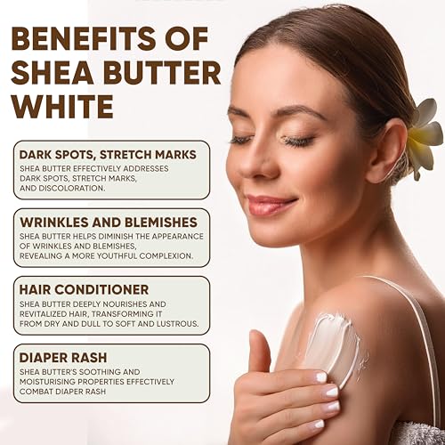 HERBOGANIC Pure Raw African Shea Butter, Organic White Ivory Premium 100% Natural Unrefined Ghana Skin Beauty Care Face Body Hair Scalp Non GMO (5 Lb) (Shea Butter 5 LB)