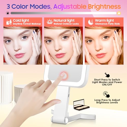 GOMIPURU Silver 30X/1X Double-Sided Travel Makeup Mirror with Lights