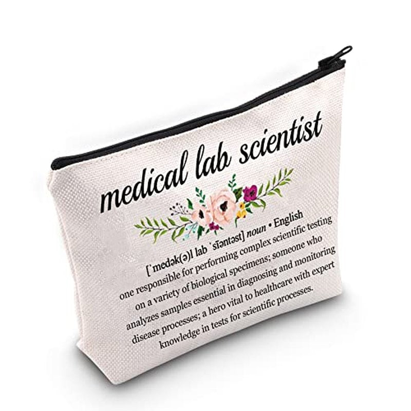 G2TUP Medical Lab Scientist Gift Medical Lab Scientist Definition Makeup Bag Lab Tech Cosmetic Bag Lab Technician Gift Science Geek Zipper Travel Bag (Medical Lab Scientist White Bag)