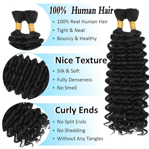 HuxoWax 1B Boho Braiding Hair - Pre-Stretched Natural Black Human Hair 24 Inch