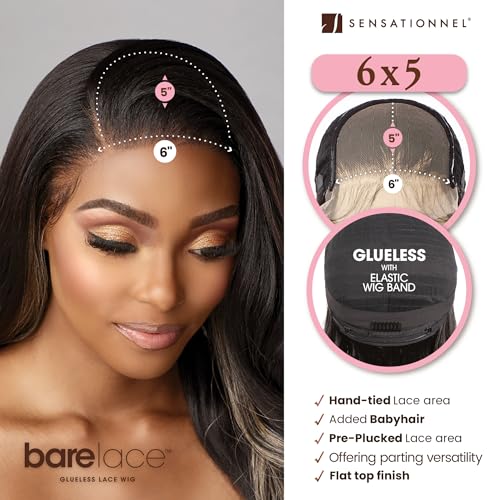 Sensationnel Bare Lace 6x5 Lace Front Wig - 1B Off Black, Pre-Plucked, Glueless