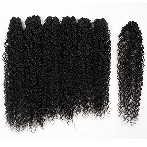 Synthetic Hair Bundles Afro Kinky Curly 22-26 Inch 7-Piece Set 220g - 1B Variation