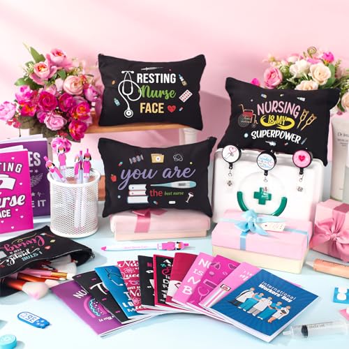 Nursing Gift Set with Black Makeup Bags Badges Notebooks & Pens - Nursing Variation