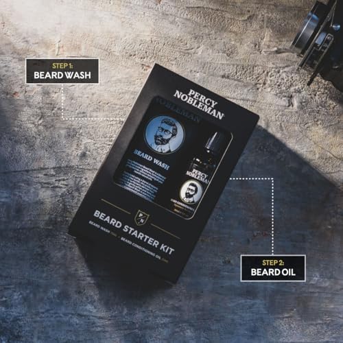 Percy Nobleman Beard Starter Kit, A Beard Grooming Kit Containing Beard Oil and Wash, 30ml / 75ml