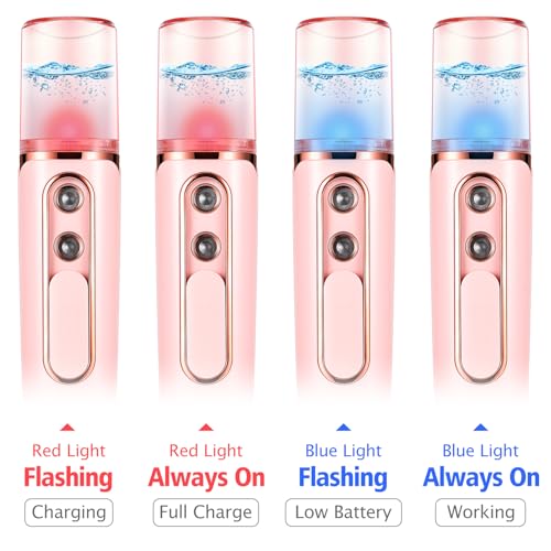 Nano Mister for Eyelash Extensions, Portable Facial Mist Sprayer with 2 Nozzles, 30ml Water Tank - USB Rechargeable Handheld Face Atomizer for Makeup and Skin Hydration - Green