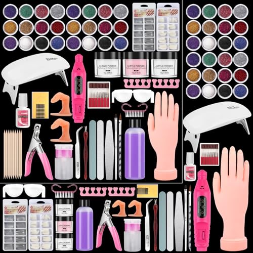 Acrylic Nail Kit for Beginners with Practice Hand & Drill - Gift Set