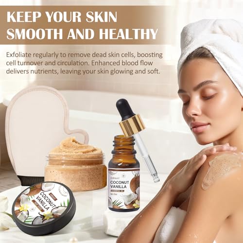 Spa Gift Set for Women - Coconut Vanilla Self Care Basket with Shower Gel & Bath Products