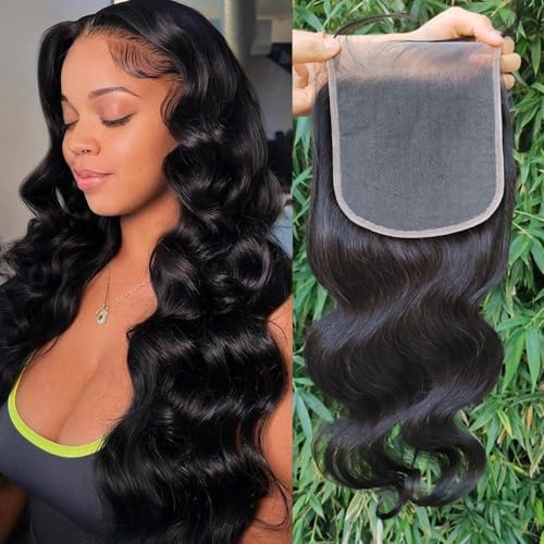 Isufer 6x6 HD Transparent Lace Closure Body Wave Brazilian Virgin Hair 12 Inch Natural Black