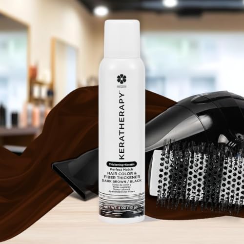 Unscented Keratherapy Keratin Hair Thickener Spray Dark Brown to Black 4oz - Volumizing & Concealing
