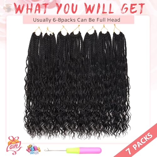 18 Inch Goddess Box Braids Crochet Hair 7 Packs Curly Synthetic Extensions - Deep Wave Style