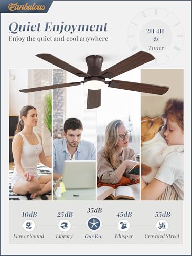 Oil Bronze 52 Inch Ceiling Fan with Light Remote Control & Dimmable Lighting