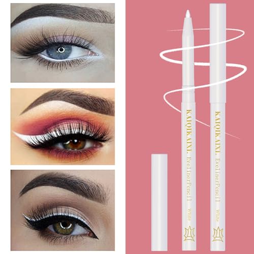 KAIQIKAIXI 6 White Eyeliner Pen, Eyebrow Eye Shadow Pencil, Lip Line Pen, Eyelid Pad, Pencil Makeup Set Tool