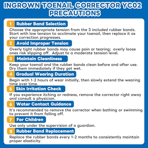 Ingrown Toenail Corrector Kit with Rubber Bands - Pain Relief & Nail Support