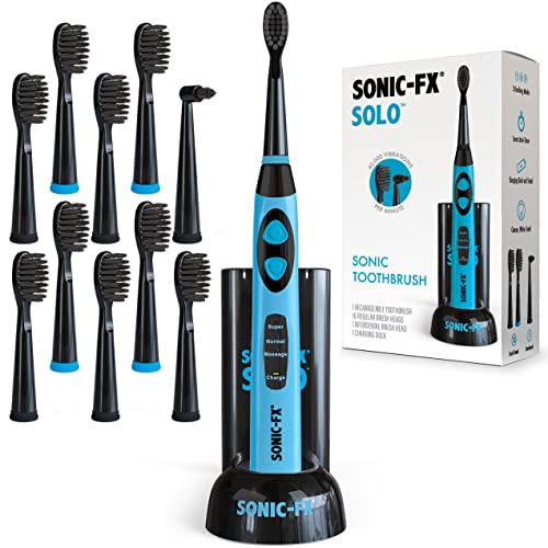 8 Pack Electric Toothbrush with 10 Brush Heads Charcoal Bristles Rechargeable Blue Variation of THIS listing