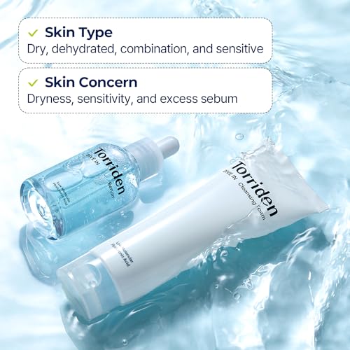 TORRIDEN Dive-in Low-molecular Hyaluronic Acid Serum 1.69 fl oz + Facial Cleansing Foam 5.07 fl oz | Vegan Clean Cruelty Free Facial Deep Hydrating Moisturizer and Cleanser