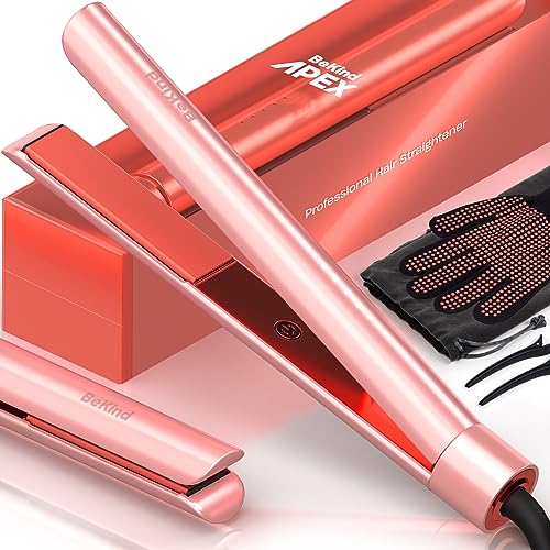 BeKind Apex 2-in-1 Flat Iron Hair Straightener and Curler - 1 Inch Peach - Style & Travel Friendly