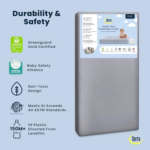 Delta Children Breathable Limited Two-Stage Crib & Toddler Mattress - Waterproof & Washable Cover, Made in USA